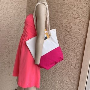 Pink & White Beach Tote